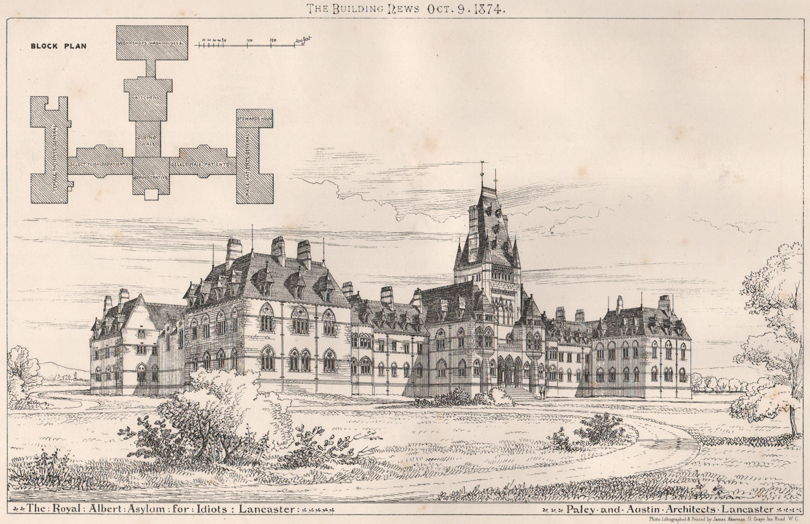 The Royal Albert Asylum for Idiots, Lancaster; Paley & Austin Architects 1874